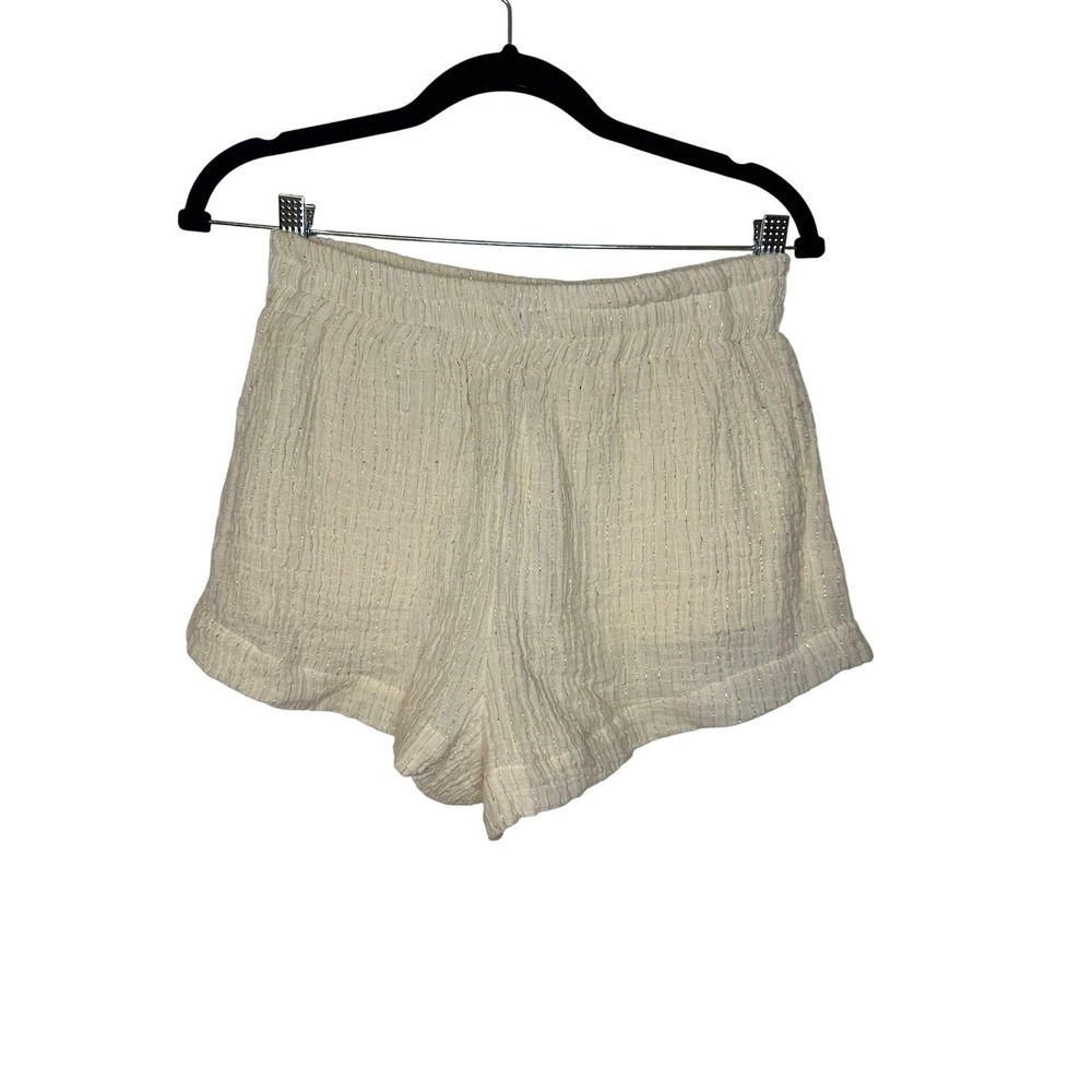 Handloom Los Angeles Shorts Ladies M/L Cream Gold Metallic‎ Elastic Waist
